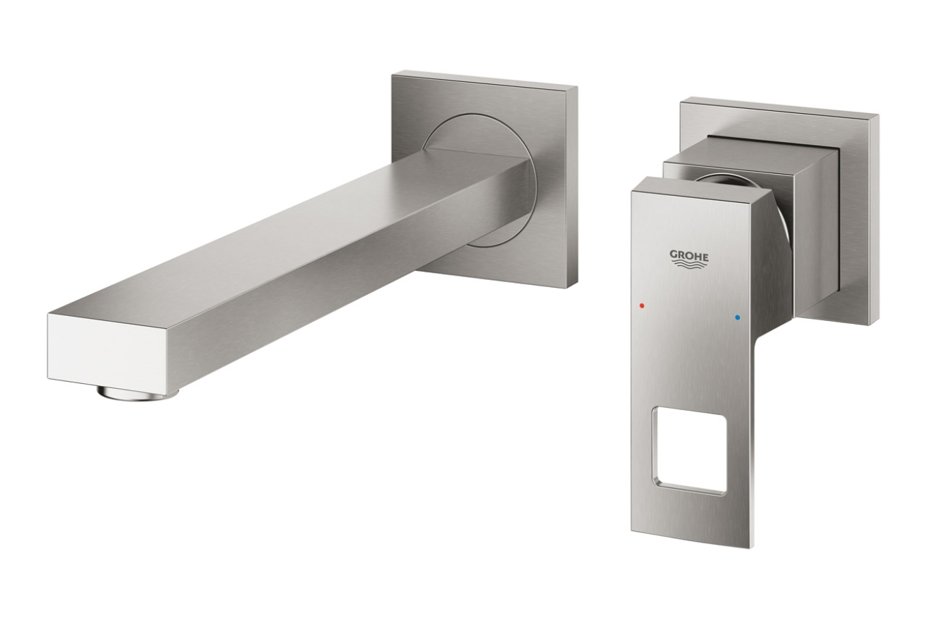 Внешняя часть смесителя для раковины GROHE Eurocube на 2 отверстия, M-Size, суперсталь (23447DC0)