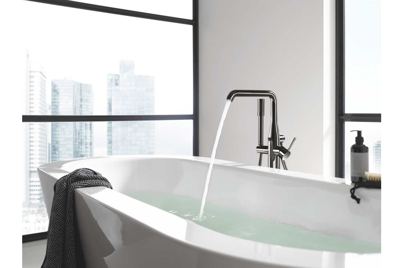 Внешняя часть смесителя для ванны GROHE Essence напольного монтажа, темный графит глянец (23491A01)