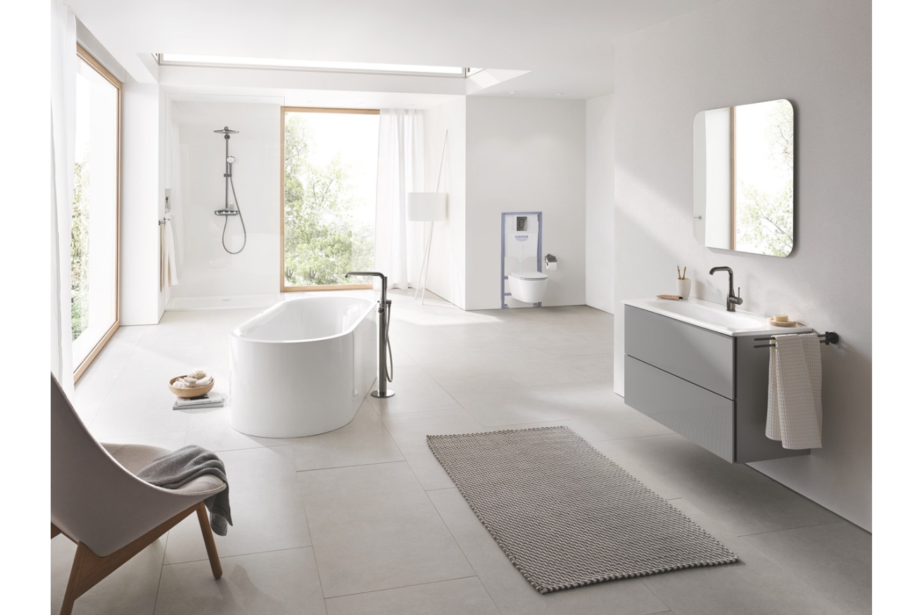 Внешняя часть смесителя для ванны GROHE Essence напольного монтажа, темный графит глянец (23491A01)