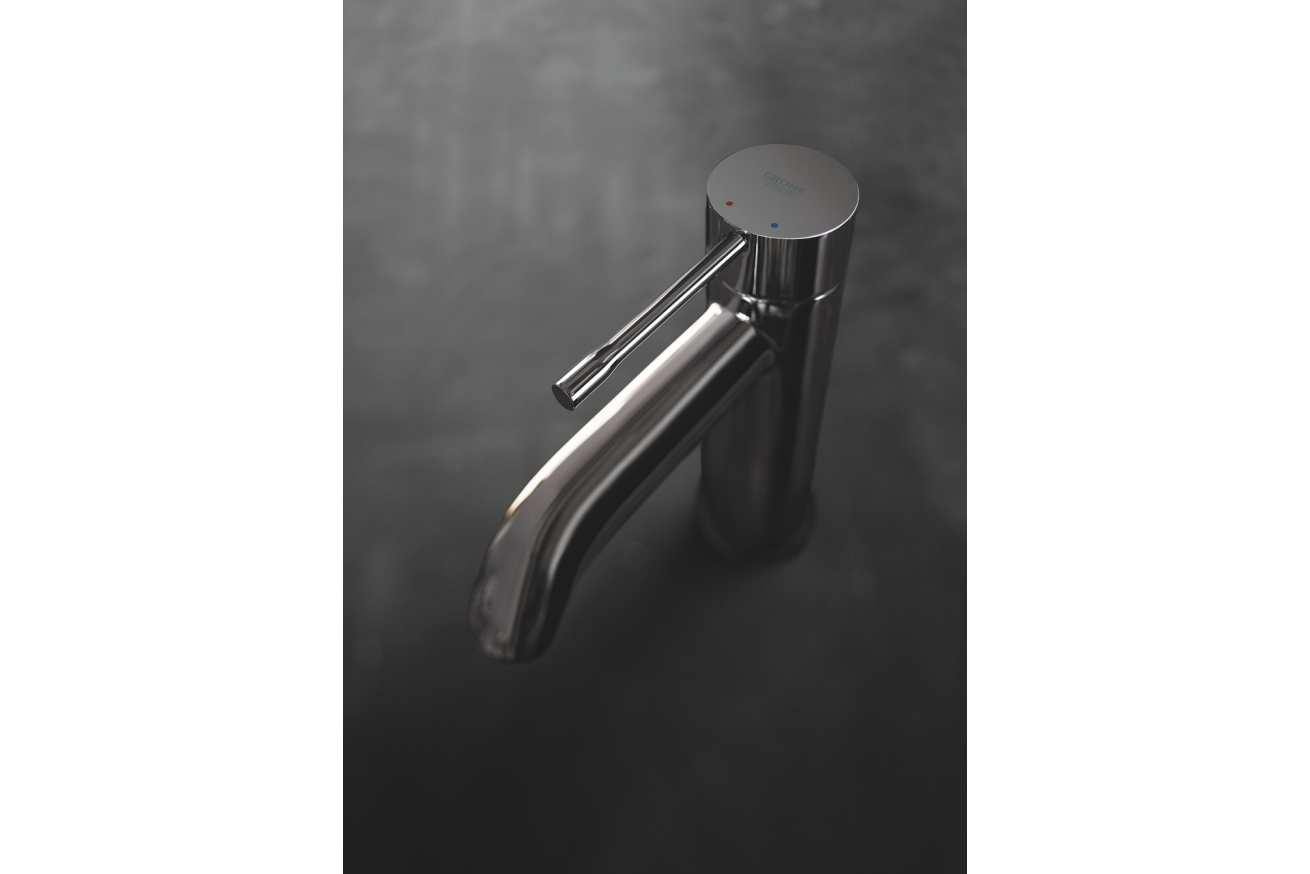 Смеситель для раковины GROHE Essence с донным клапаном, темный графит глянец (23589A01)