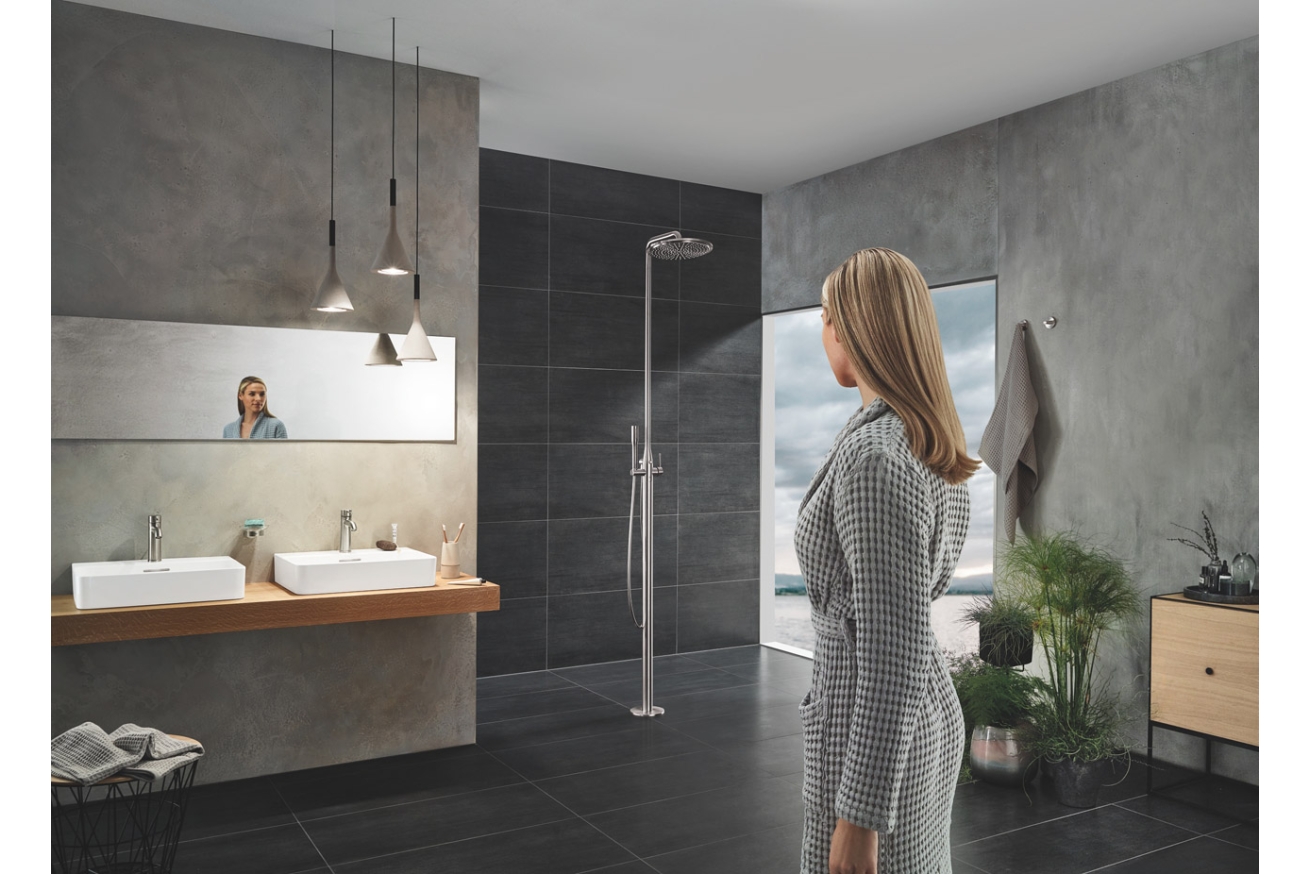 Смеситель для раковины GROHE Essence S-Size II с донным клапаном, суперсталь (23589DC1)