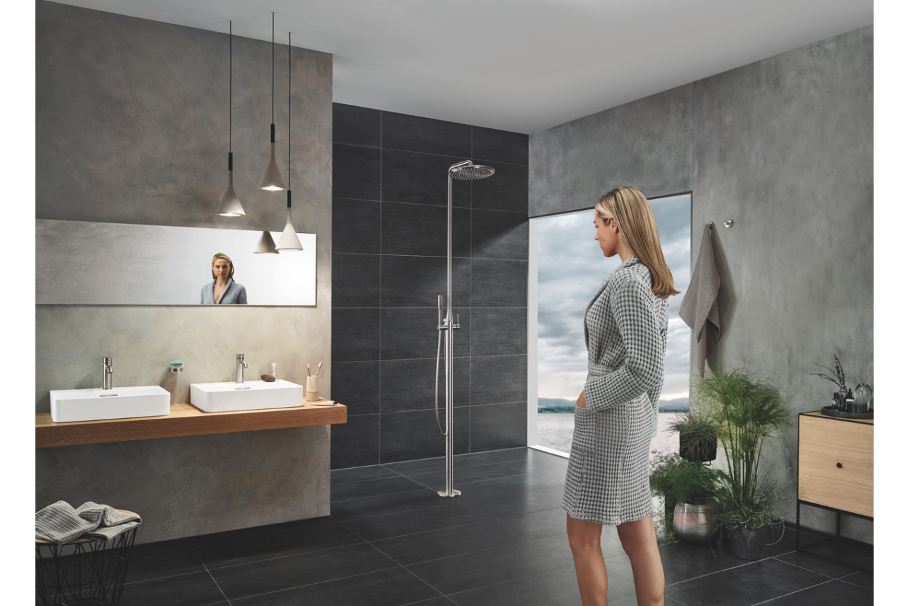 Смеситель для раковины GROHE Essence S-Size II с донным клапаном, суперсталь (23589DC1)