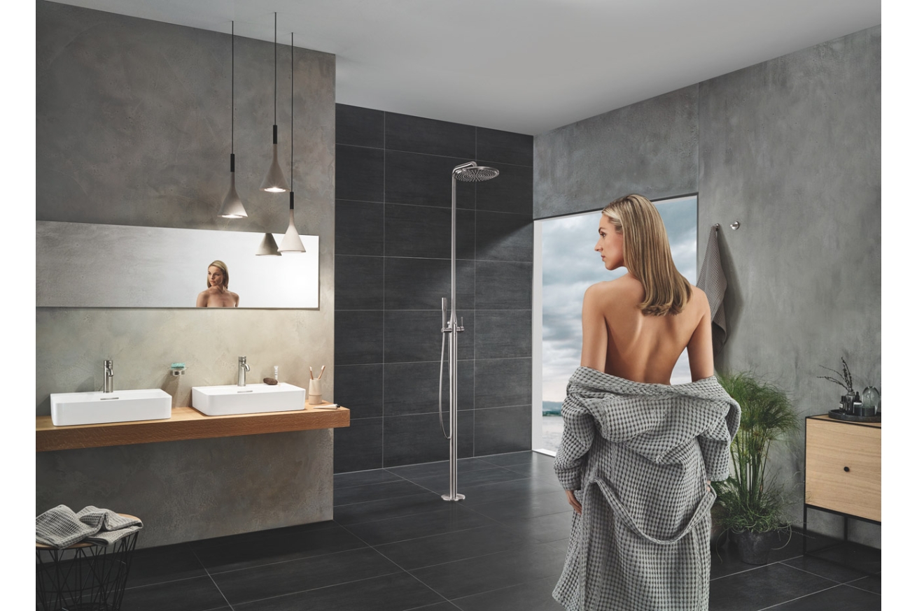 Смеситель для раковины GROHE Essence S-Size II с донным клапаном, суперсталь (23589DC1)