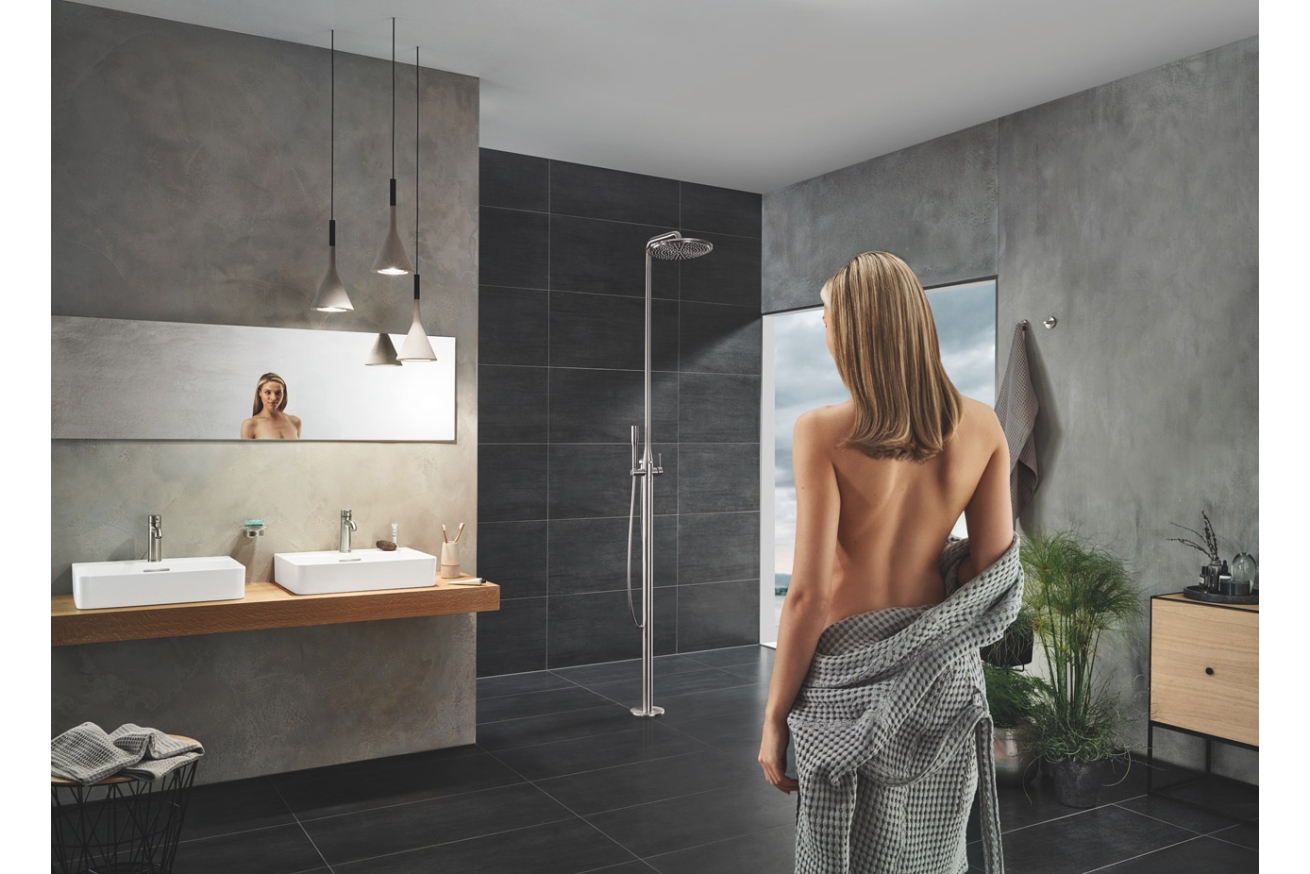 Смеситель для раковины GROHE Essence S-Size II с донным клапаном, суперсталь (23589DC1)