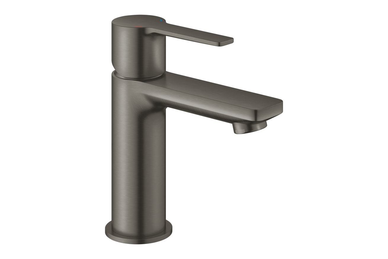 Смеситель для раковины GROHE Lineare с нажимным донным клапаном, темный графит матовый (23791AL1)