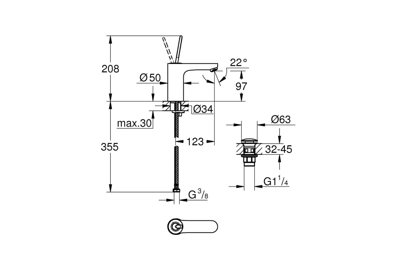 Смеситель для раковины GROHE Get Joy, хром (23800000)