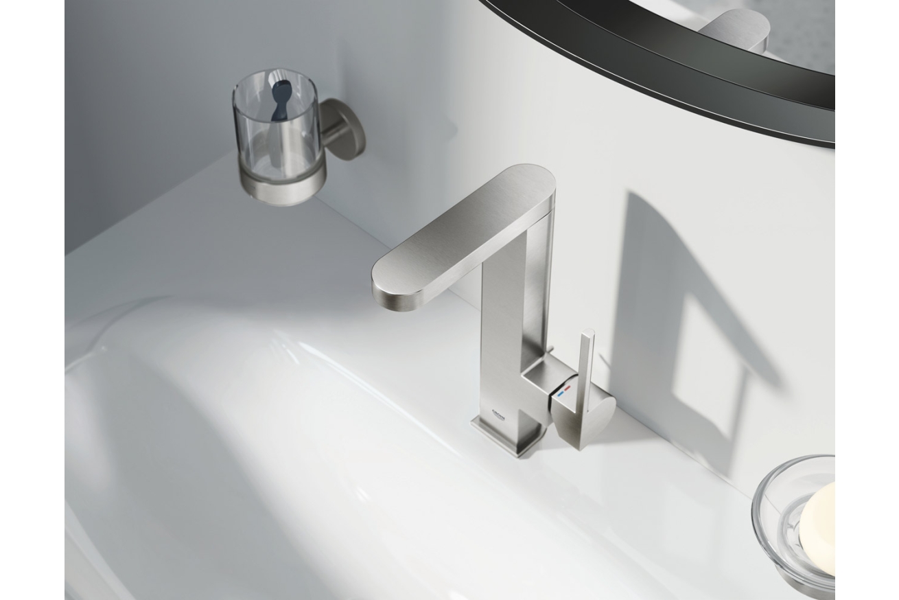 Смеситель для раковины GROHE Plus с донным клапаном, L-Size, суперсталь (23851DC3)