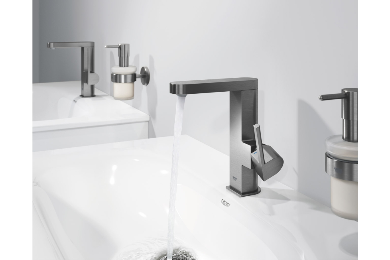 Смеситель для раковины GROHE Plus с донным клапаном, M-Size, темный графит матовый (23871AL3)