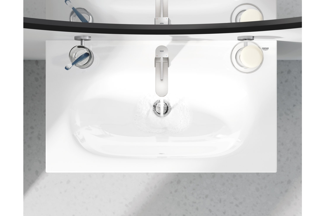 Смеситель для раковины GROHE Plus с донным клапаном, M-Size, суперсталь (23871DC3)
