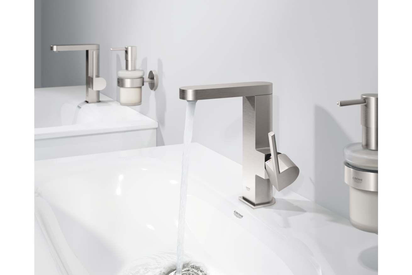 Смеситель для раковины GROHE Plus с донным клапаном, M-Size, суперсталь (23871DC3)