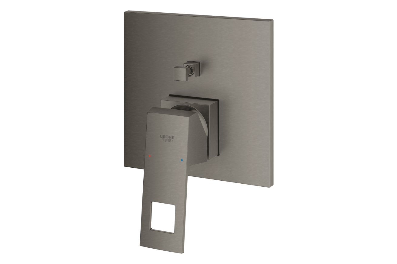 Внешняя часть смесителя для ванны GROHE Eurocube с переключателем на 2 положения, темный графит матовый (24062AL0)