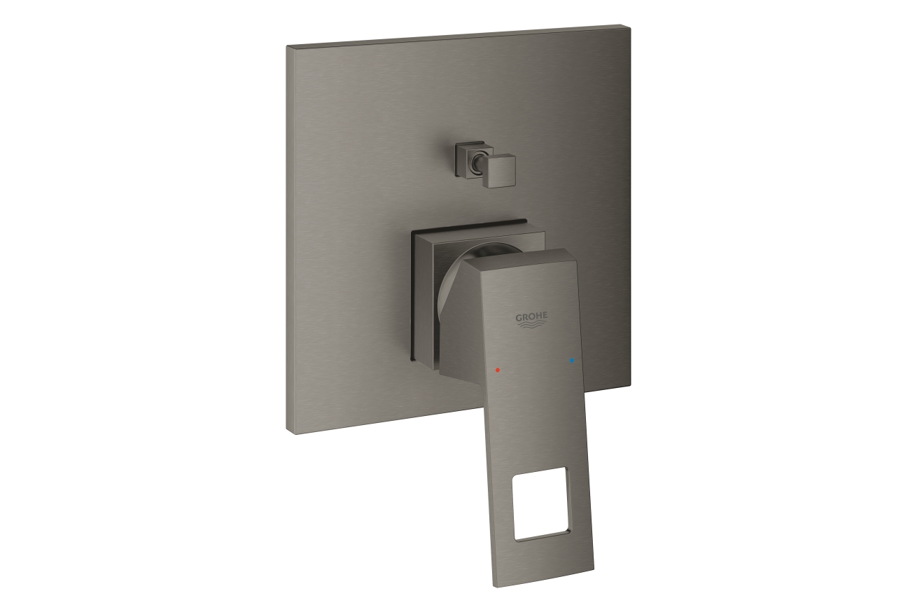 Внешняя часть смесителя для ванны GROHE Eurocube с переключателем на 2 положения, темный графит матовый (24062AL0)