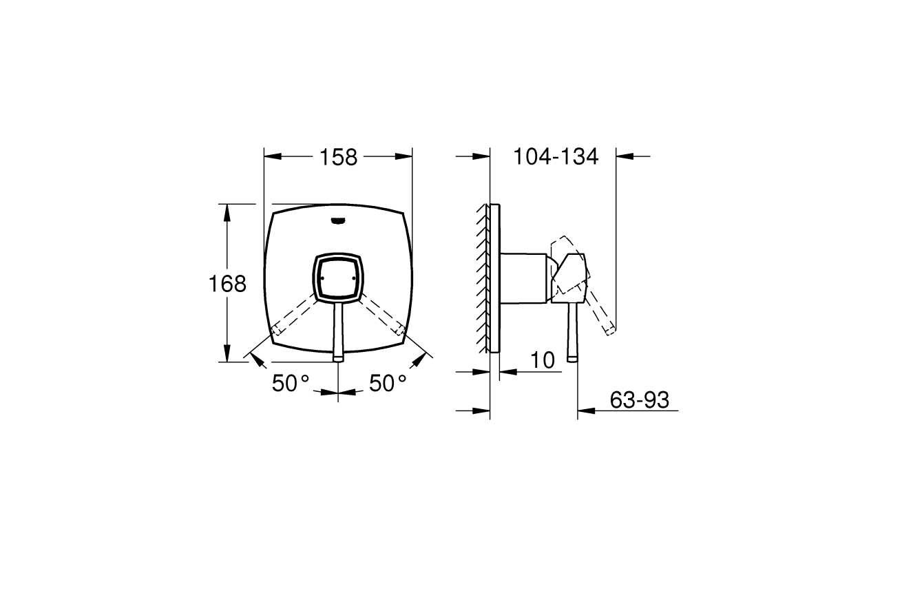 Внешняя часть смесителя для душа GROHE Grandera, хром/золото (24067IG0)
