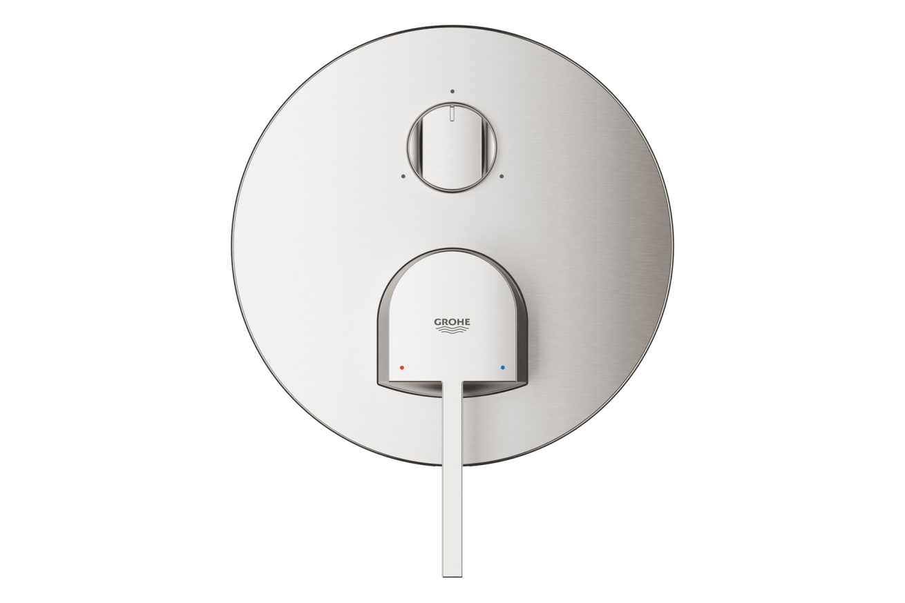Внешняя часть смесителя для ванны GROHE Plus с переключателем на 3 положения, суперсталь (24093DC3)
