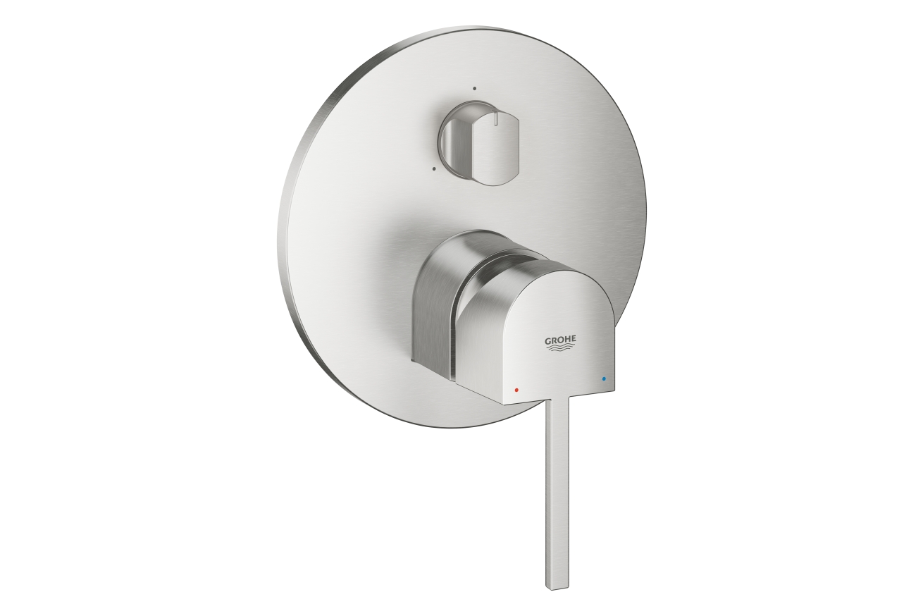 Внешняя часть смесителя для ванны GROHE Plus с переключателем на 3 положения, суперсталь (24093DC3)