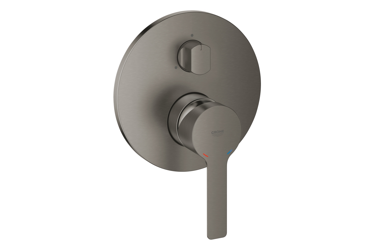 Внешняя часть смесителя для ванны GROHE Lineare с переключателем на 3 положения, темный графит матовый (24095AL1)