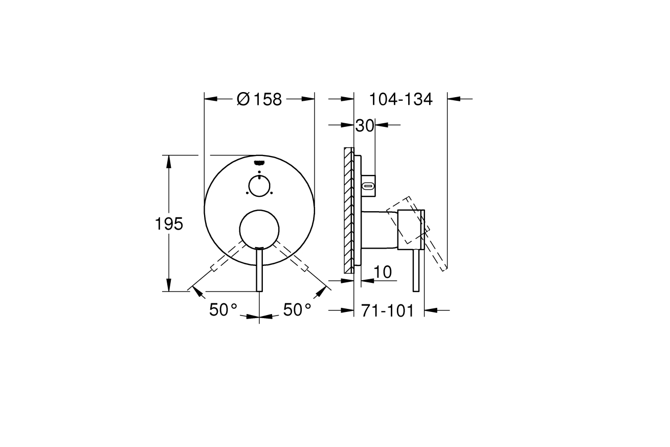 Внешняя часть смесителя для ванны GROHE Atrio на 3 потребителя, хром (24096003)