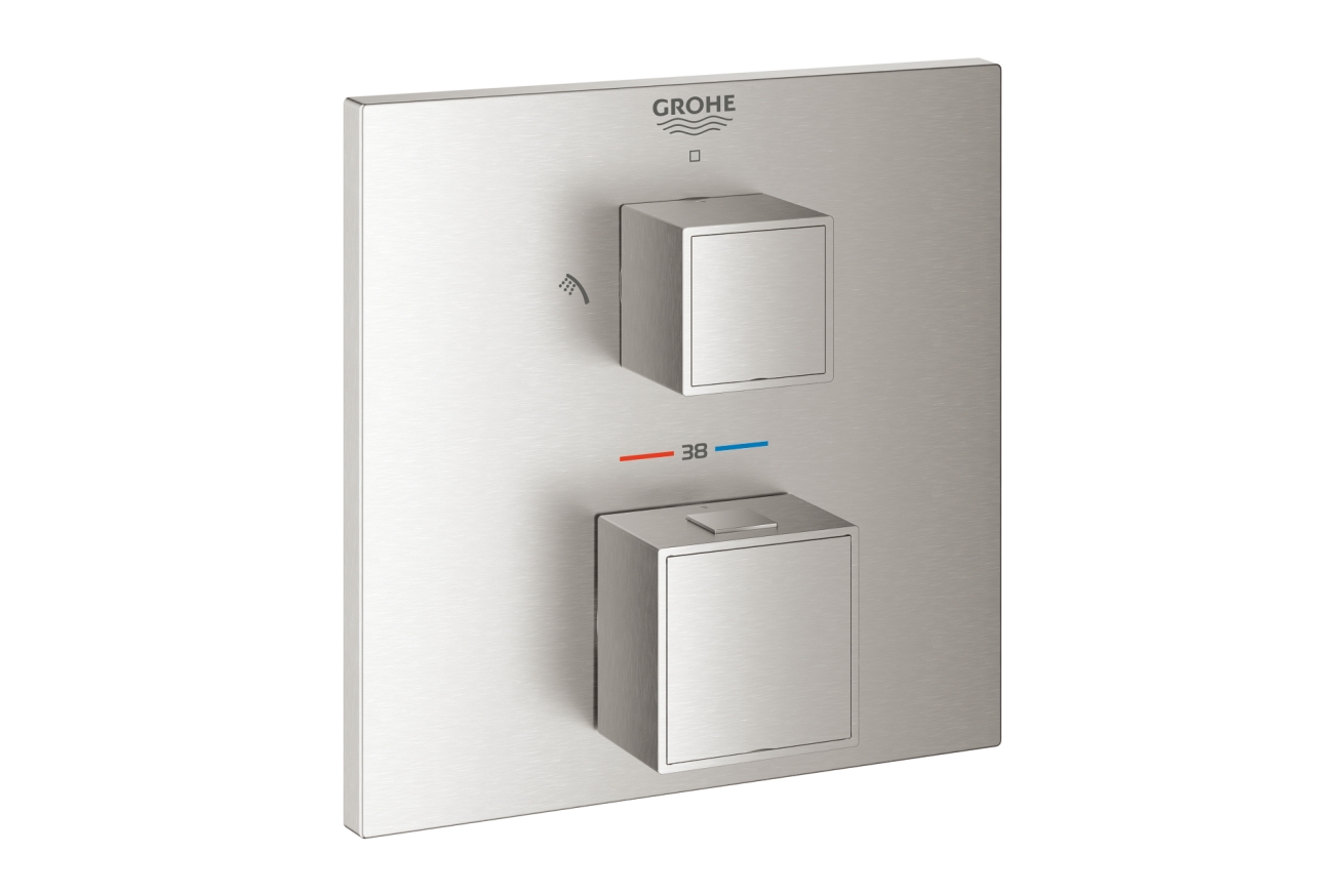 Внешняя часть термостата для душа GROHE Grohtherm Cube на 2 потребителя, суперсталь (24154DC0)