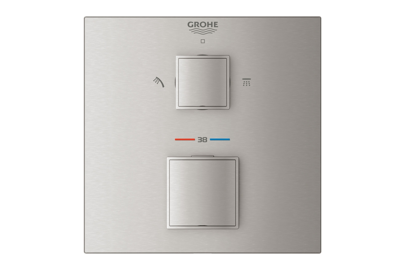Внешняя часть термостата для душа GROHE Grohtherm Cube на 2 потребителя, суперсталь (24154DC0)
