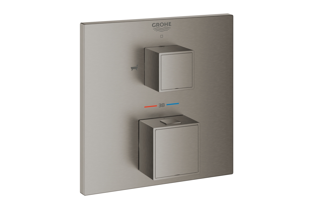 Внешняя часть термостата для ванны GROHE Grohtherm Cube на 2 потребителя, темный графит матовый (24155AL0)