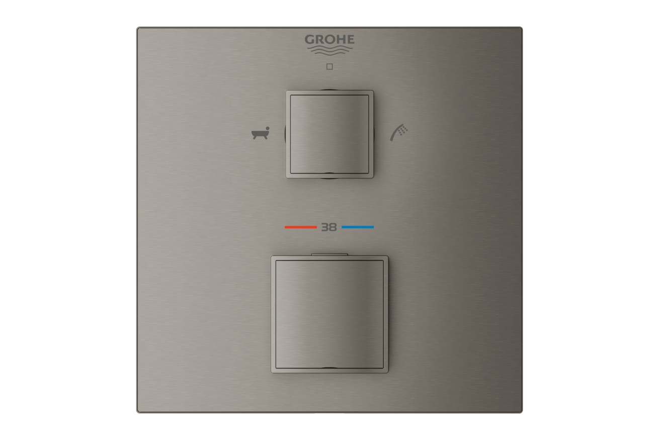 Внешняя часть термостата для ванны GROHE Grohtherm Cube на 2 потребителя, темный графит матовый (24155AL0)