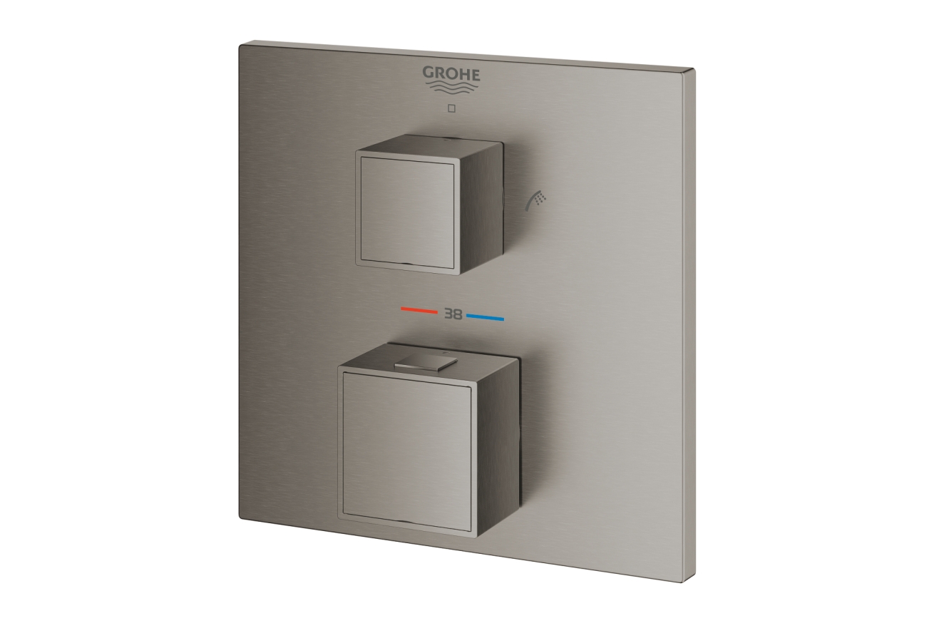Внешняя часть термостата для ванны GROHE Grohtherm Cube на 2 потребителя, темный графит матовый (24155AL0)