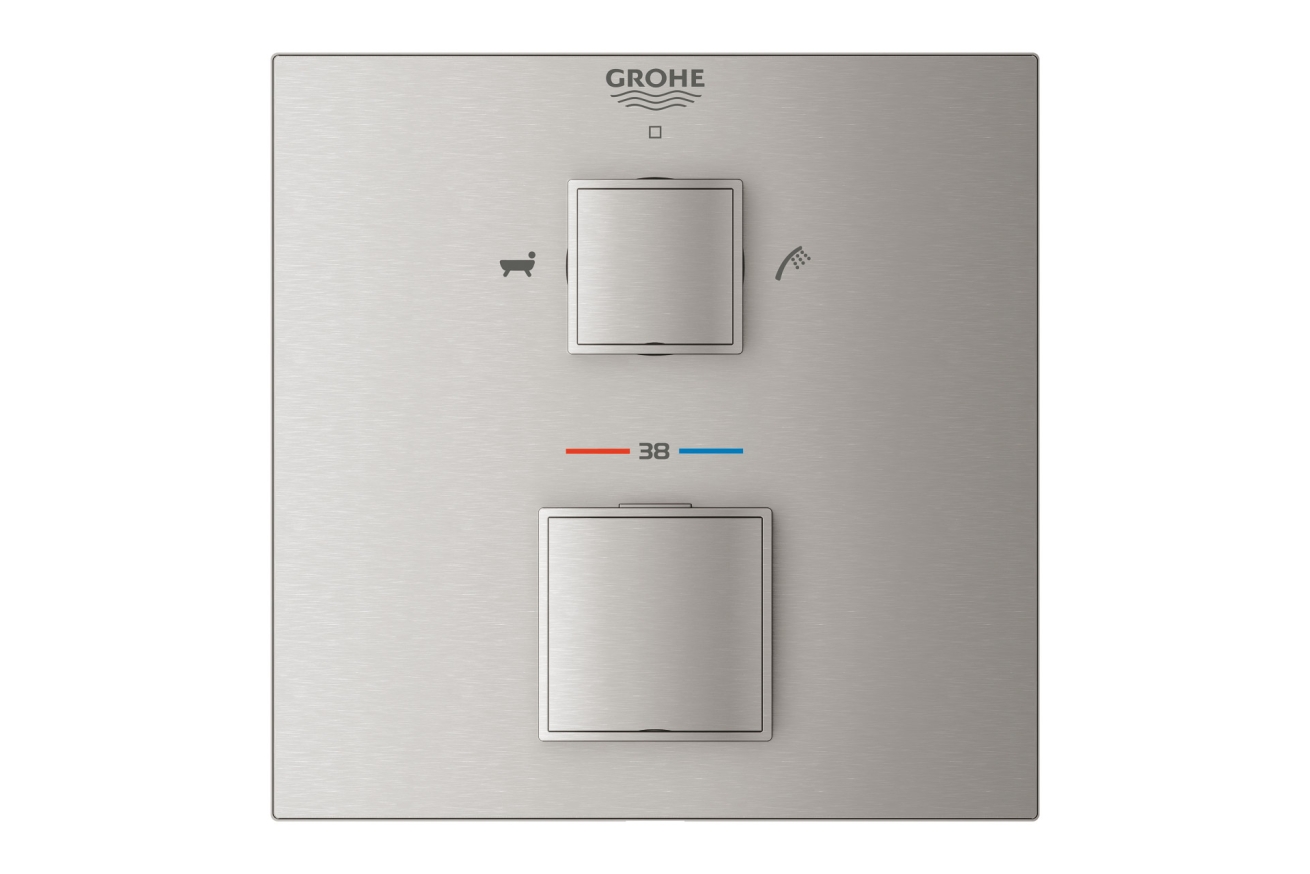 Внешняя часть термостата для ванны GROHE Grohtherm Cube на 2 потребителя, суперсталь (24155DC0)