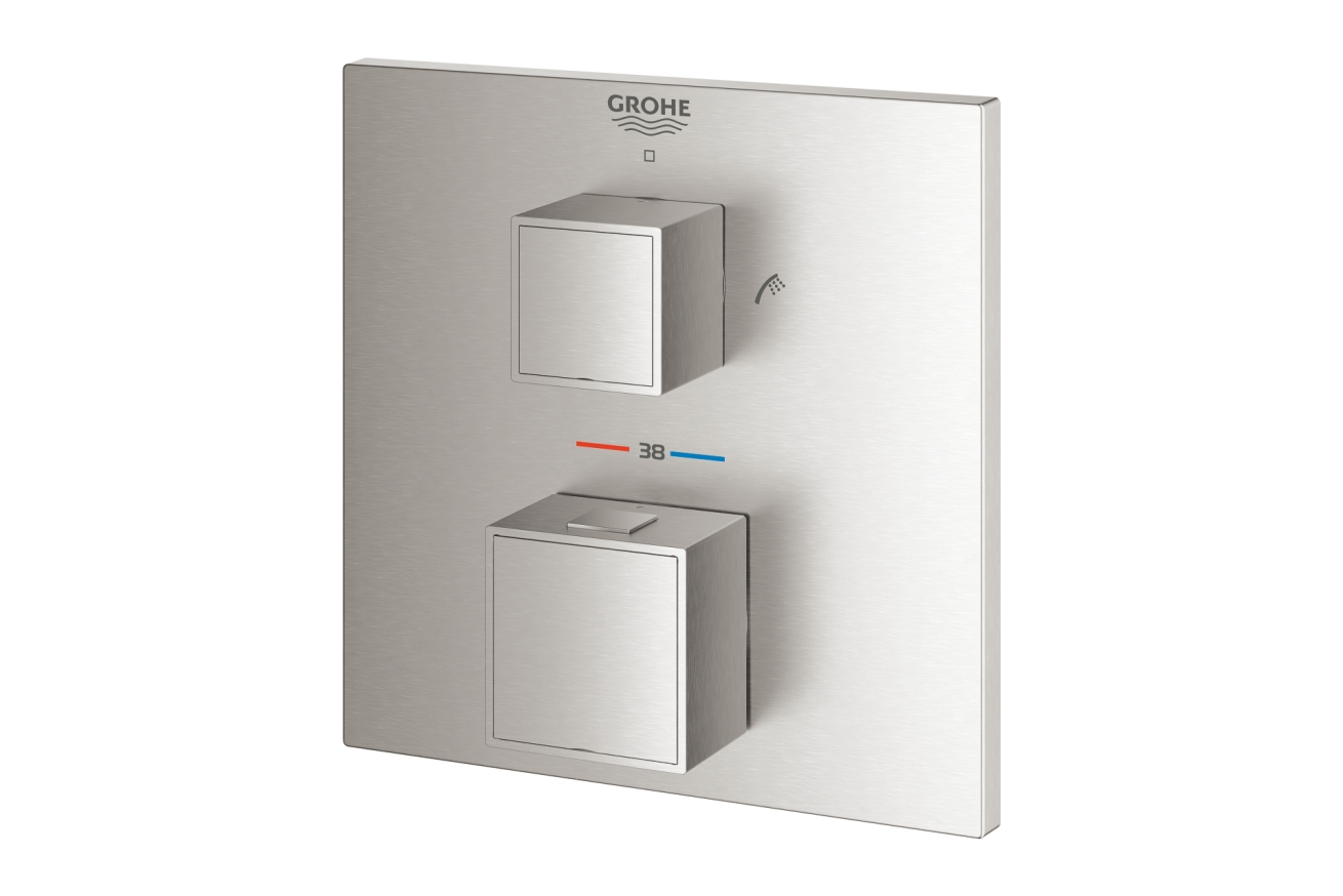 Внешняя часть термостата для ванны GROHE Grohtherm Cube на 2 потребителя, суперсталь (24155DC0)