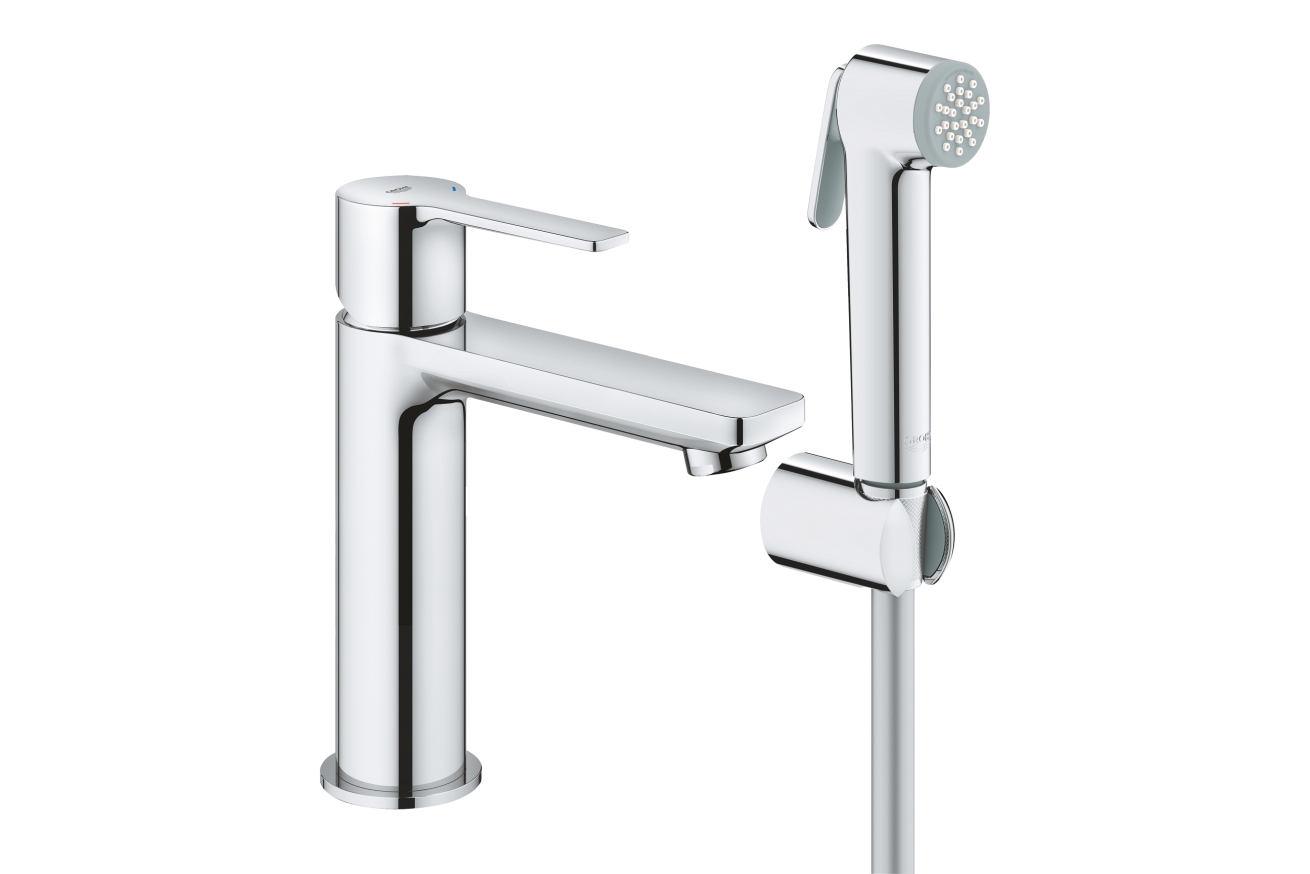 Смеситель для раковины GROHE Lineare S-size с душевым гарнитуром, хром (24190000)