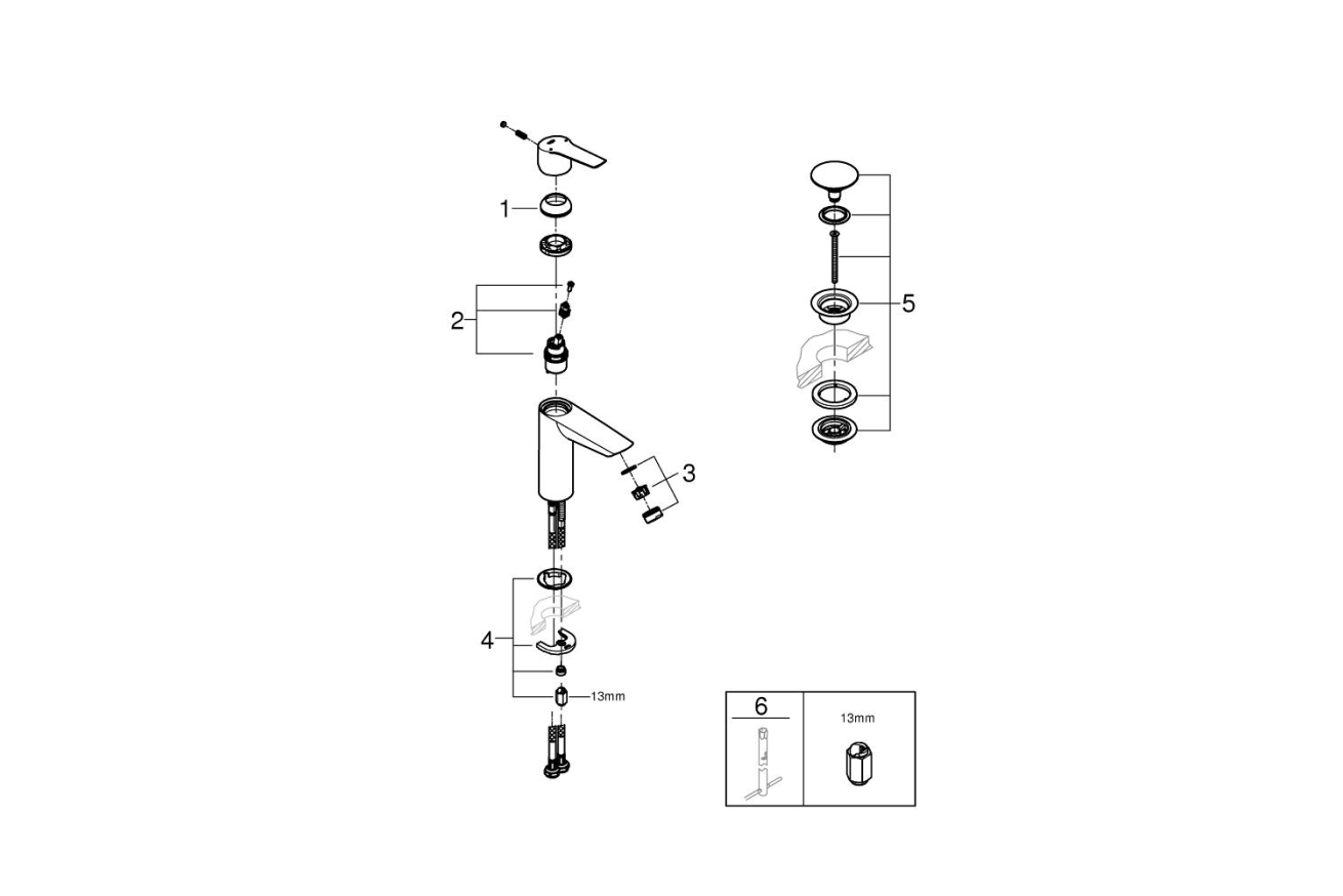 Смеситель для раковины GROHE Start QuickFix с нажимным донным клапаном, M-Size, хром (24204002/U) (УЦЕНКА - Царапины на корпусе)