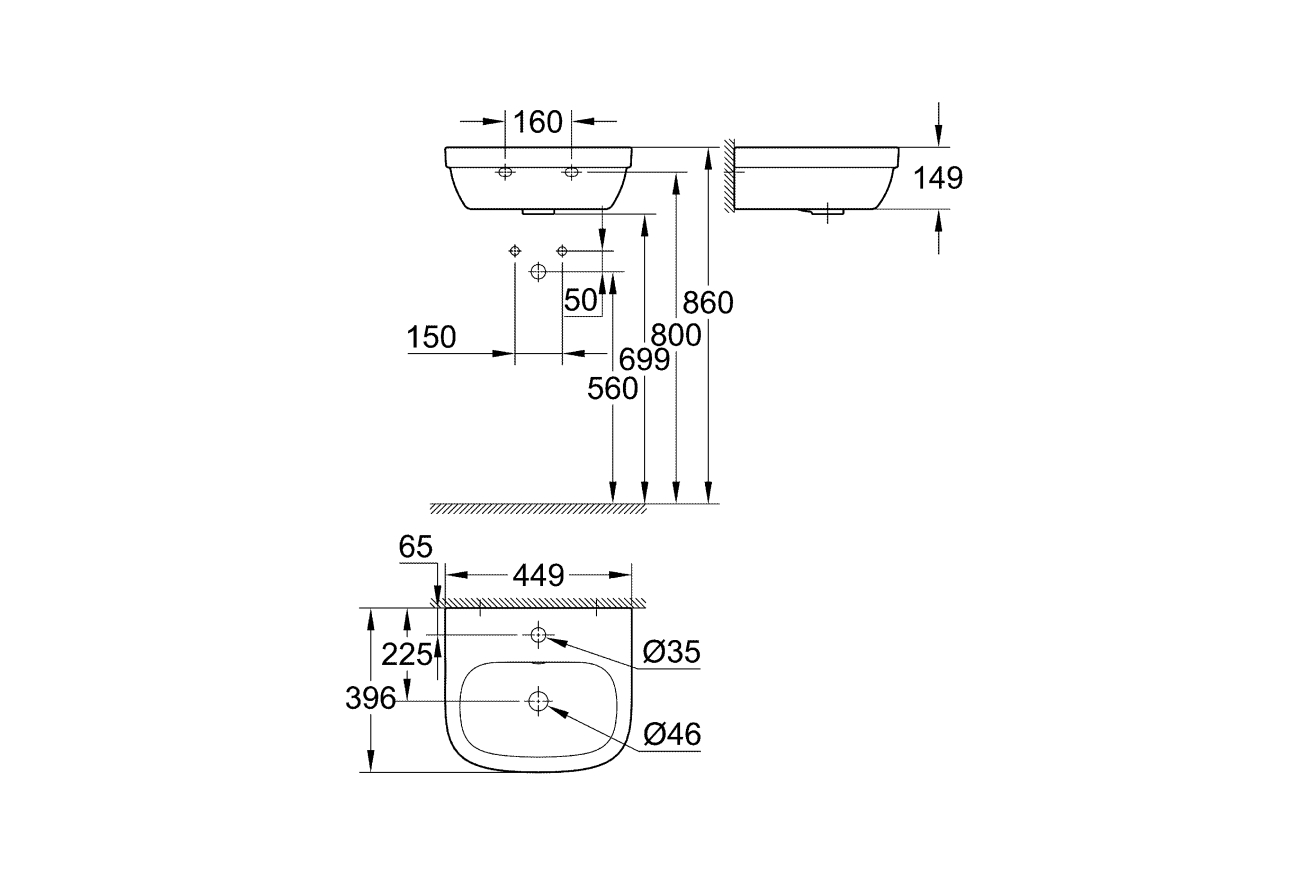 Мини-раковина GROHE Euro Ceramic 45 см, альпин-белый (39324000)