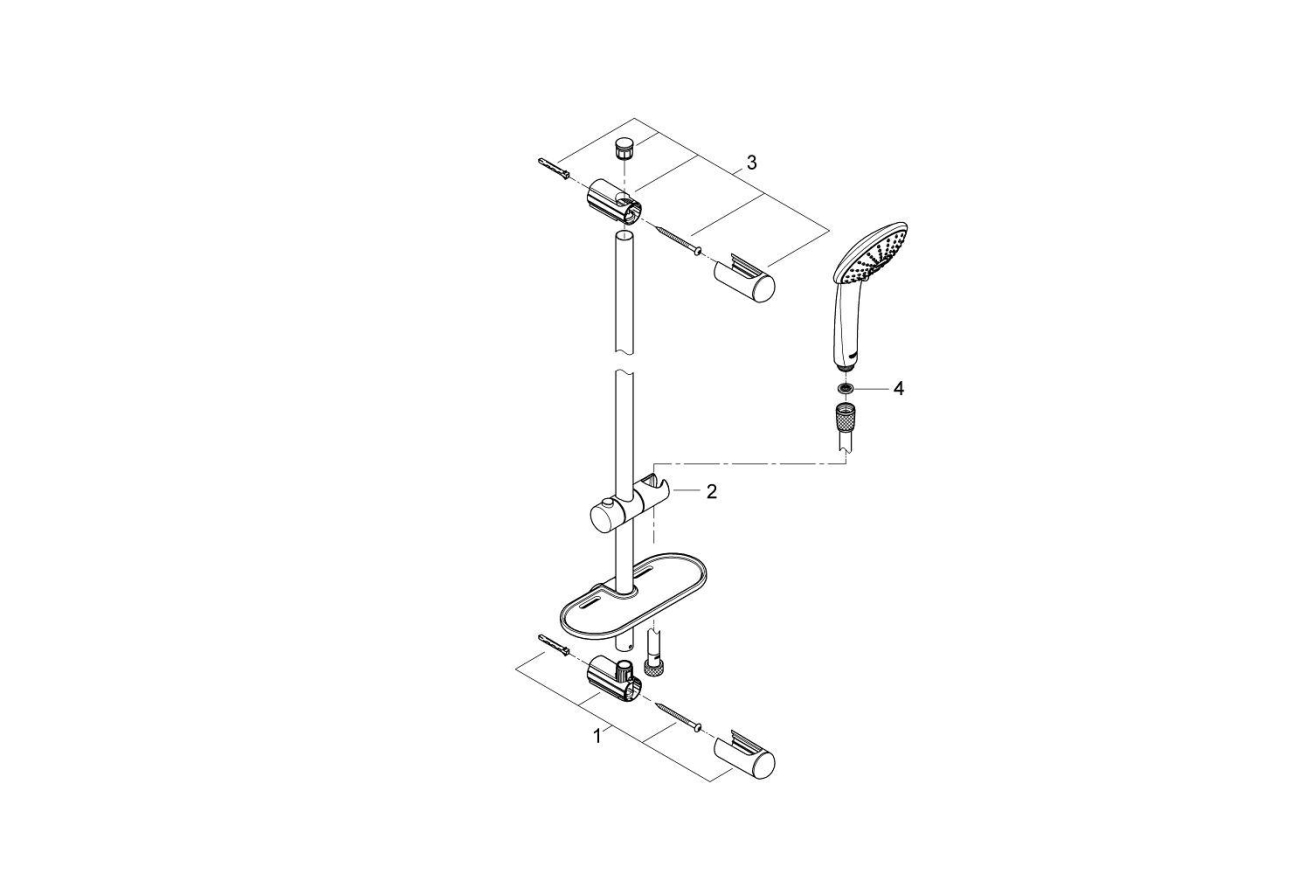 Душевой гарнитур GROHE Euphoria 110 Mono с мыльницей, 1 режим струи, душевая штанга 900 мм, 21,7 л/мин, хром (27267001)