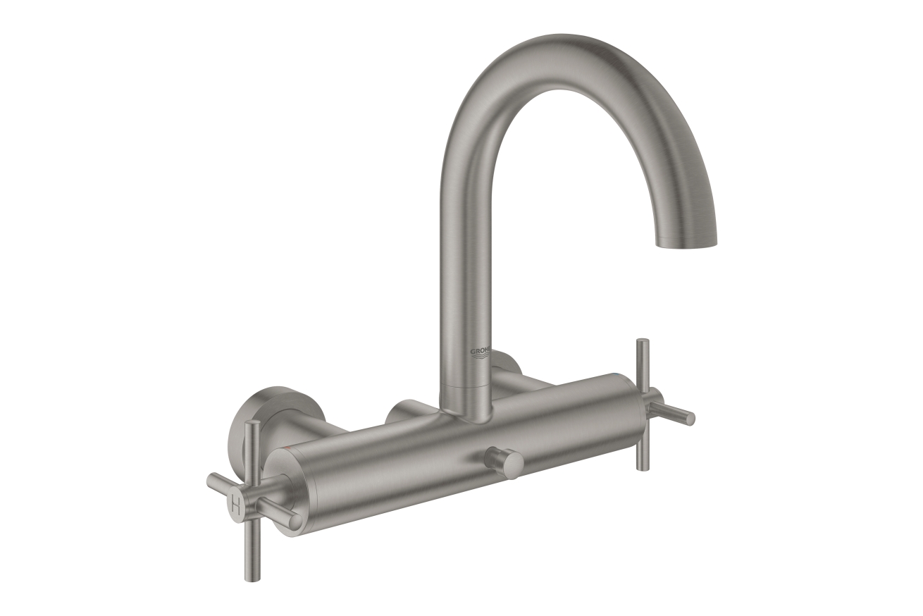 Смеситель для ванны GROHE Atrio двухвентильный, внешнего монтажа, суперсталь (25010DC3)
