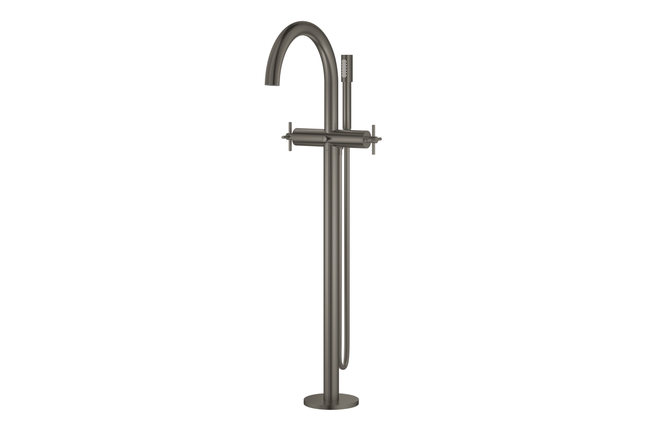 Внешняя часть смесителя для ванны GROHE Atrio напольного монтажа, двухвентильный, темный графит матовый (25044AL3)