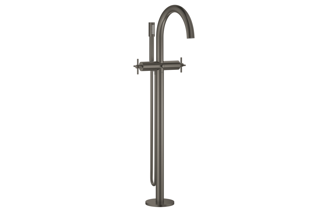 Внешняя часть смесителя для ванны GROHE Atrio напольного монтажа, двухвентильный, темный графит матовый (25044AL3)