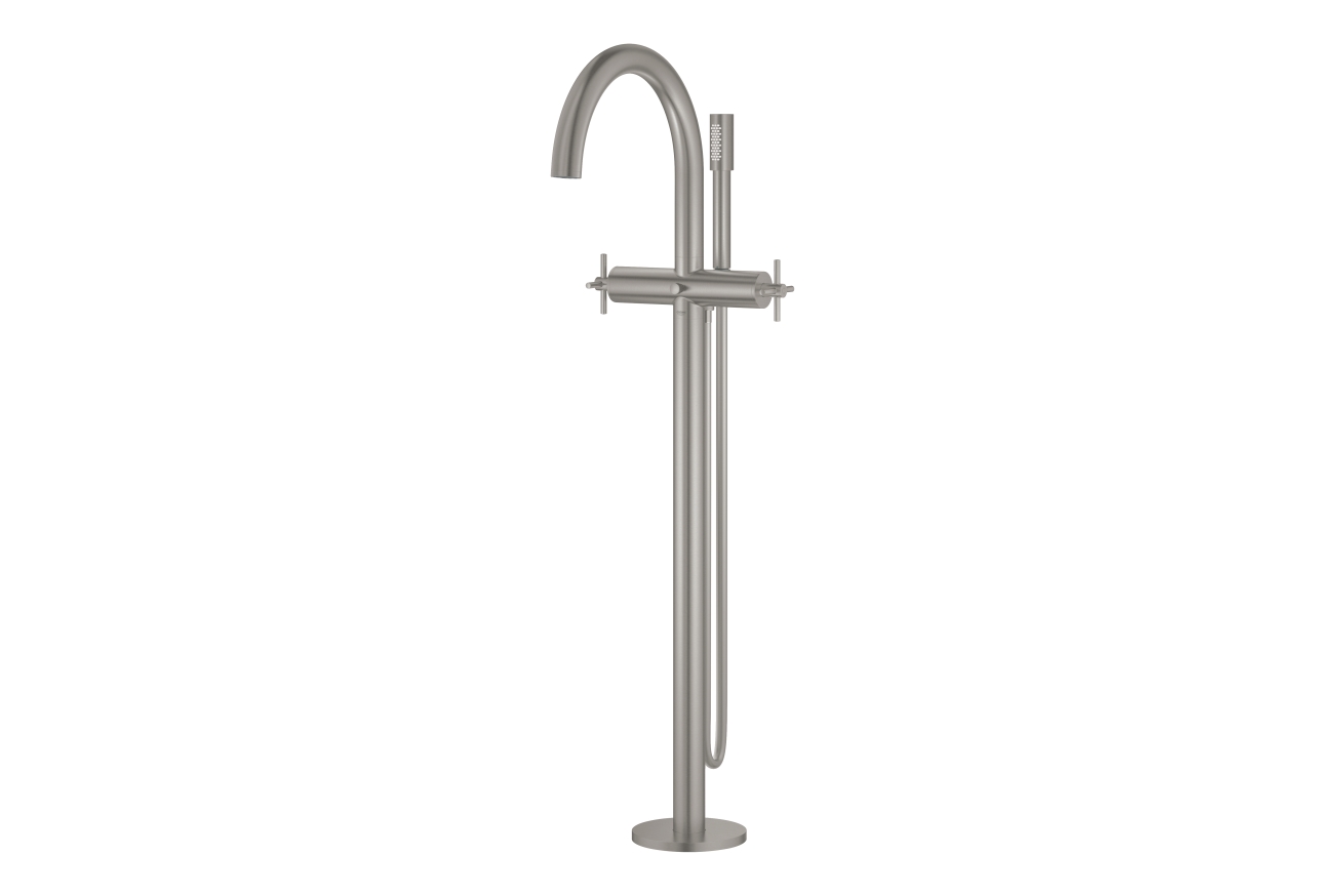 Внешняя часть смесителя для ванны GROHE Atrio напольного монтажа, двухвентильный, суперсталь (25044DC3)