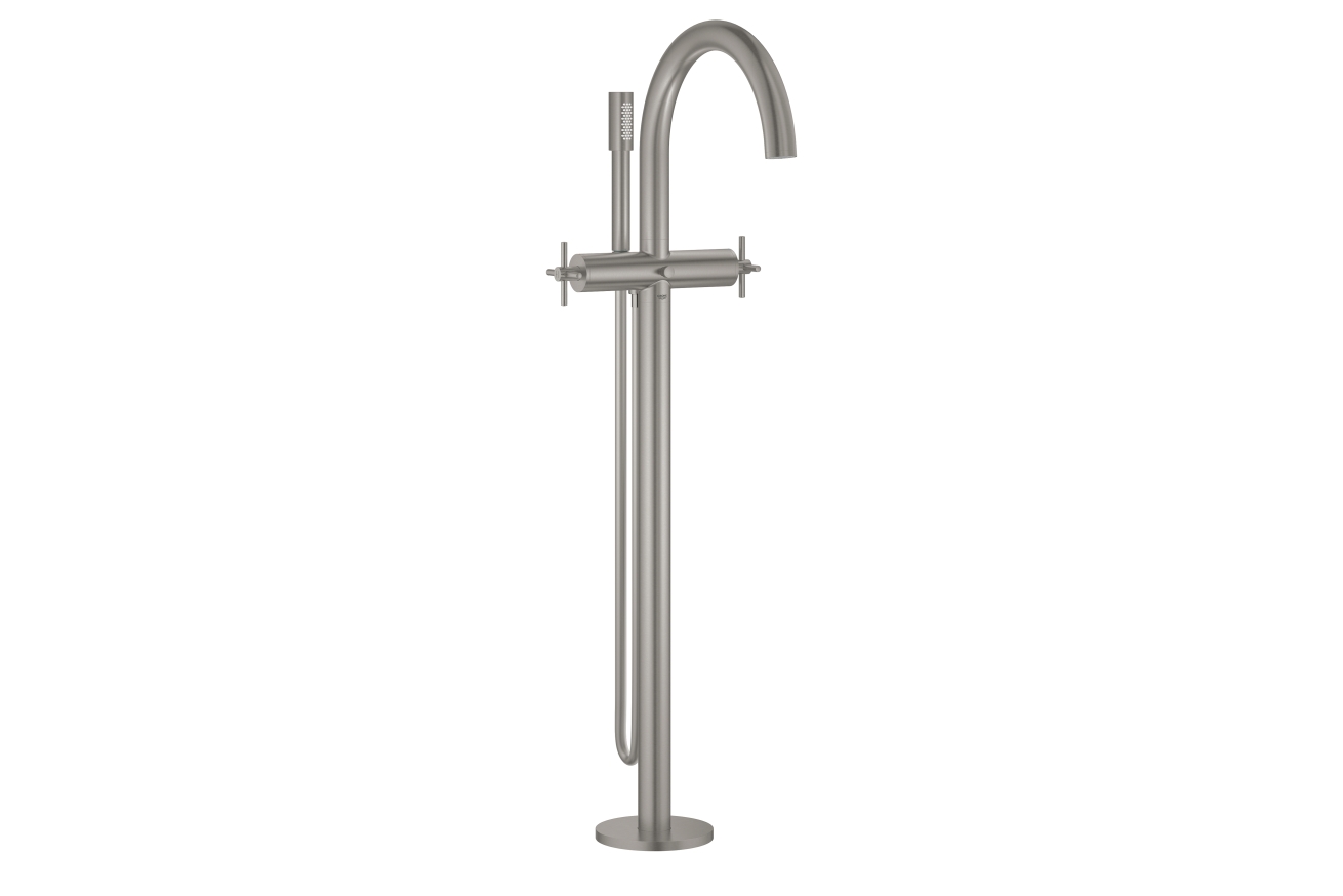 Внешняя часть смесителя для ванны GROHE Atrio напольного монтажа, двухвентильный, суперсталь (25044DC3)