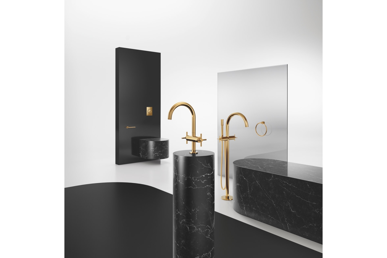 Внешняя часть смесителя для ванны GROHE Atrio напольного монтажа, двухвентильный, холодный рассвет глянец (25044GL3)