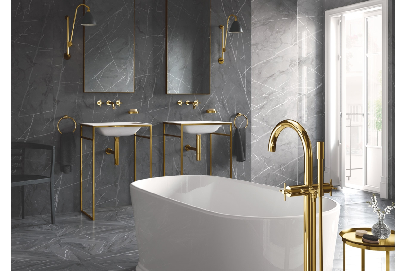 Внешняя часть смесителя для ванны GROHE Atrio напольного монтажа, двухвентильный, холодный рассвет глянец (25044GL3)