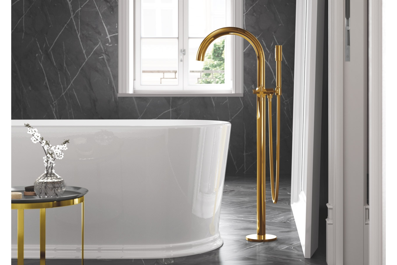 Внешняя часть смесителя для ванны GROHE Atrio напольного монтажа, двухвентильный, холодный рассвет глянец (25044GL3)