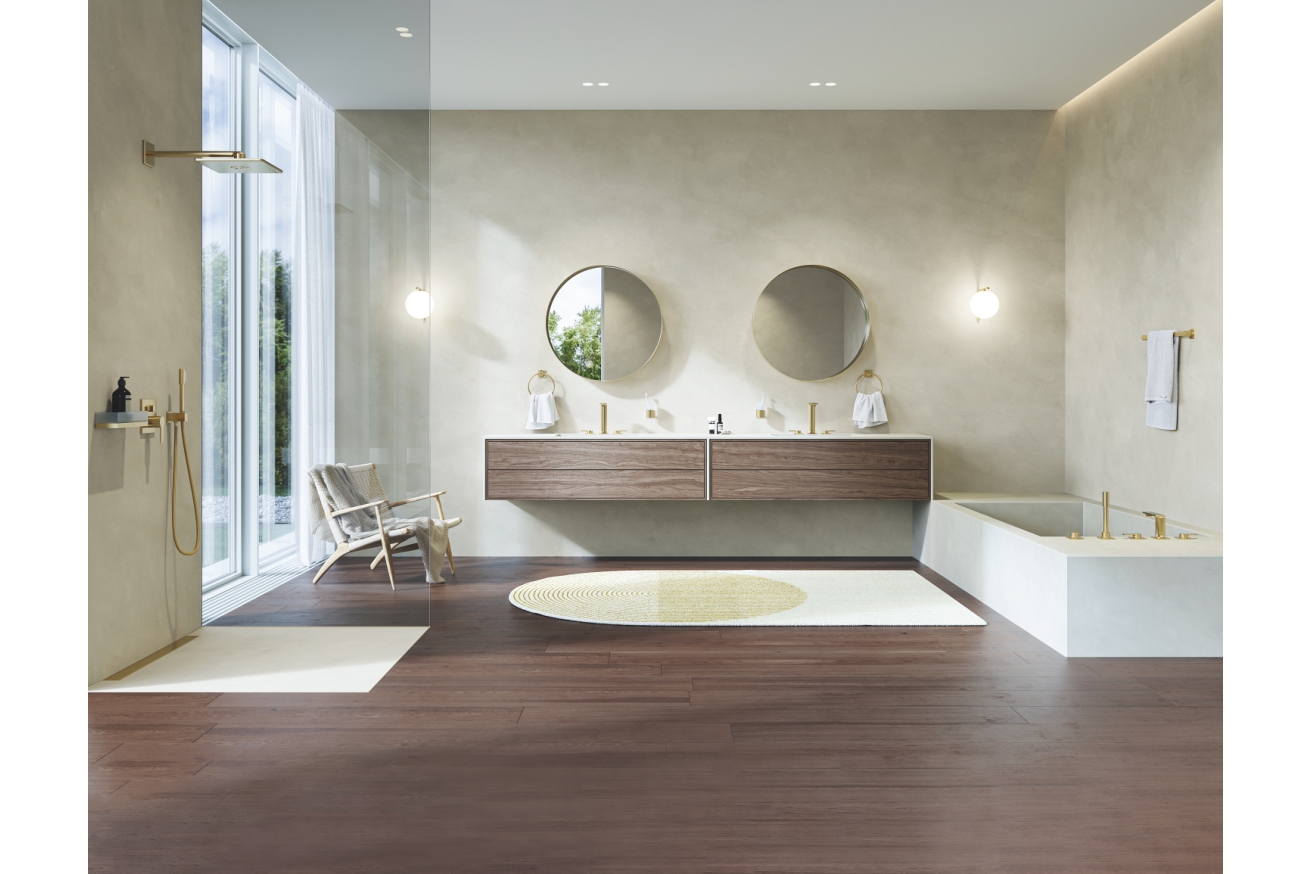 Смеситель для ванны GROHE Allure двухвентильный, на 5 отверстий, на край ванны, холодный рассвет матовый (25221GN1)