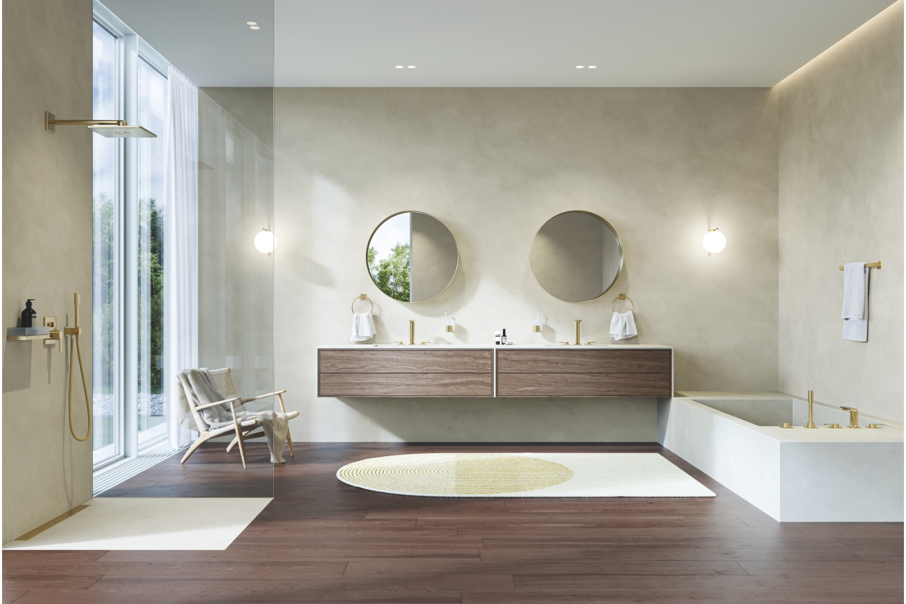 Смеситель для ванны GROHE Allure двухвентильный, на 5 отверстий, на край ванны, холодный рассвет матовый (25221GN1)
