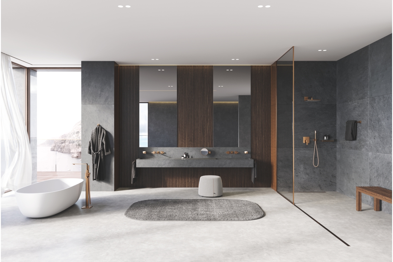 Внешняя часть смесителя для ванны GROHE Allure напольного монтажа, теплый закат матовый (25222DL1)