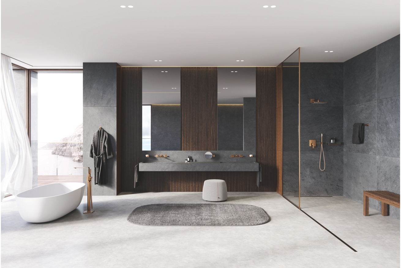 Внешняя часть смесителя для ванны GROHE Allure напольного монтажа, теплый закат матовый (25222DL1)