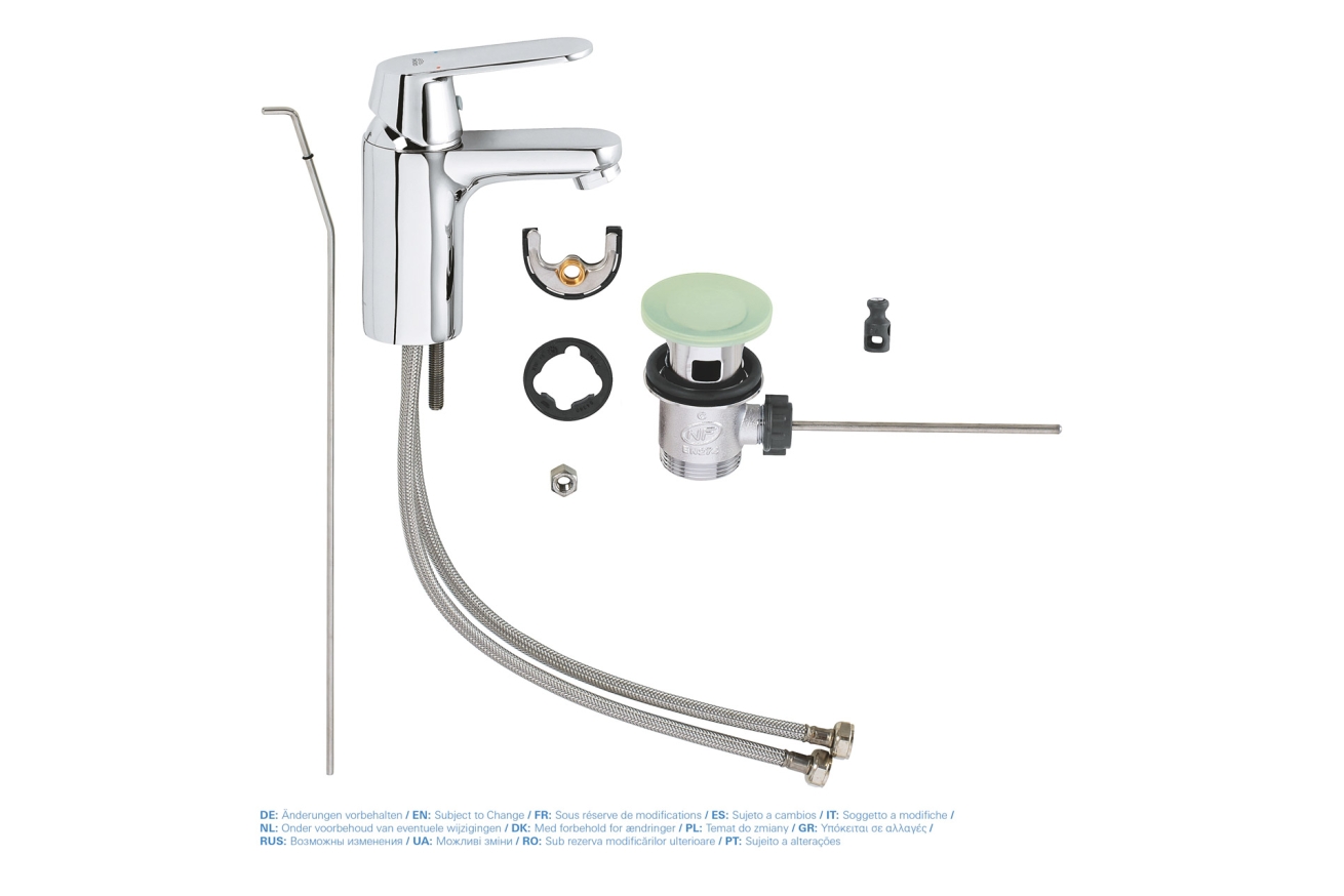 Смеситель для раковины GROHE Eurosmart Cosmopolitan с донным клапаном, низкий излив, хром (32825000)