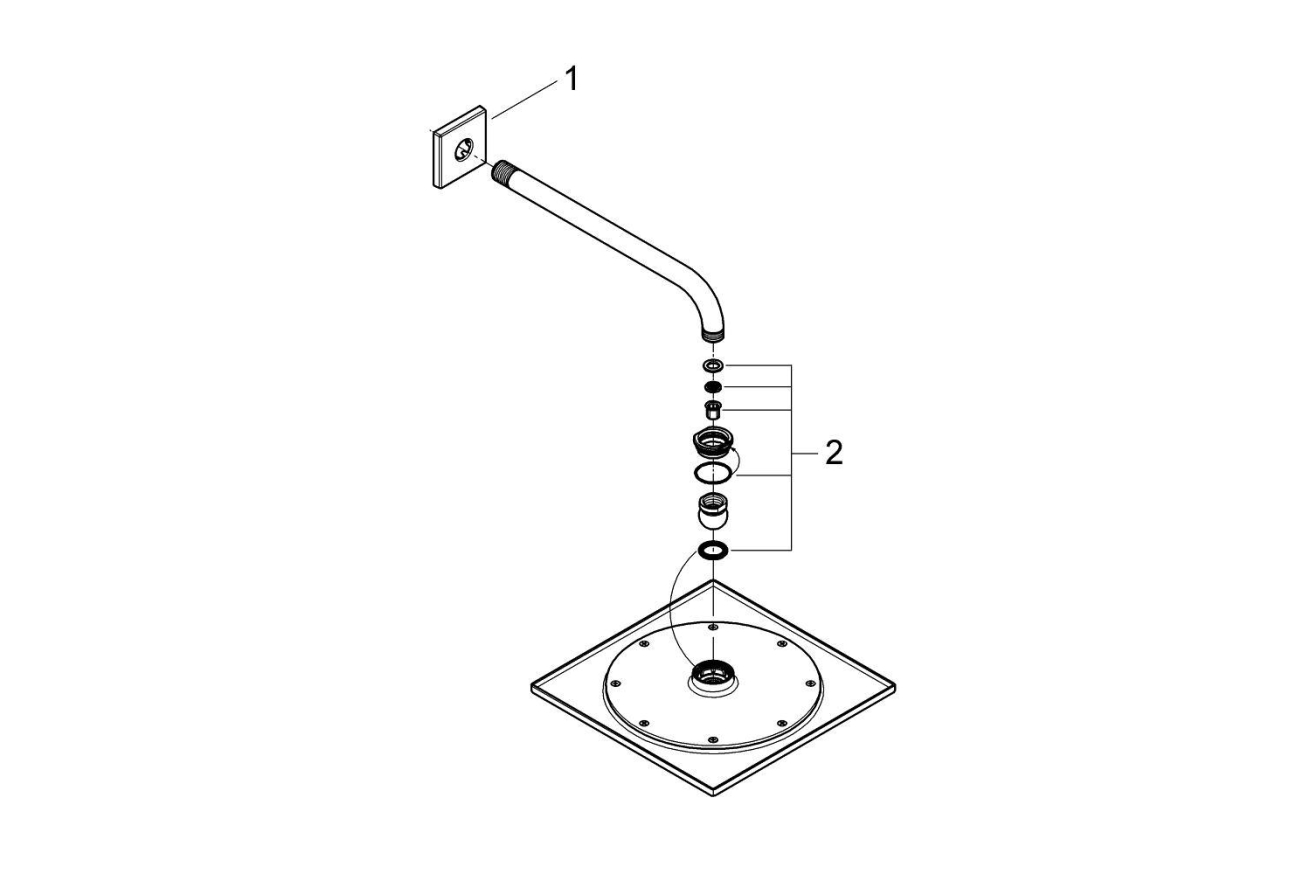 Верхний душ с кронштейном GROHE Rainshower F-series, 254x254 мм, хром (26060000)