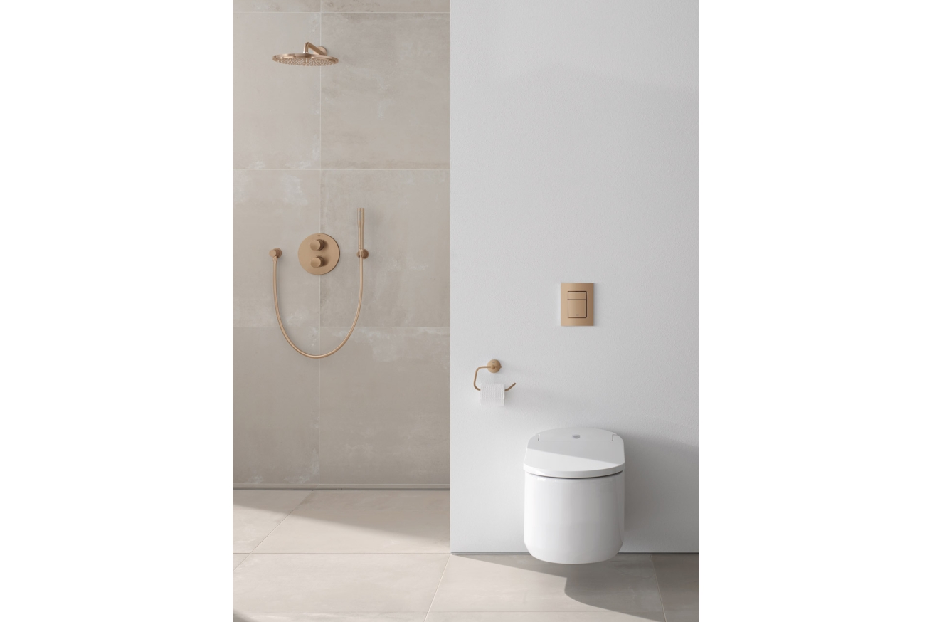 Верхний душ с душевым кронштейном 380 мм, 1 режим струи, GROHE Rainshower, теплый закат матовый, (26066DL0)