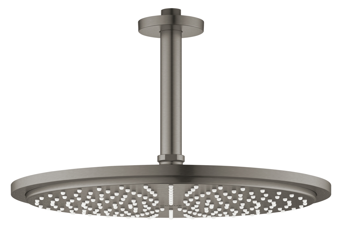 Верхний душ с потолочным душевым кронштейном 142 мм, 1 режим струи, GROHE Rainshower, темный графит матовый, (26067AL0)