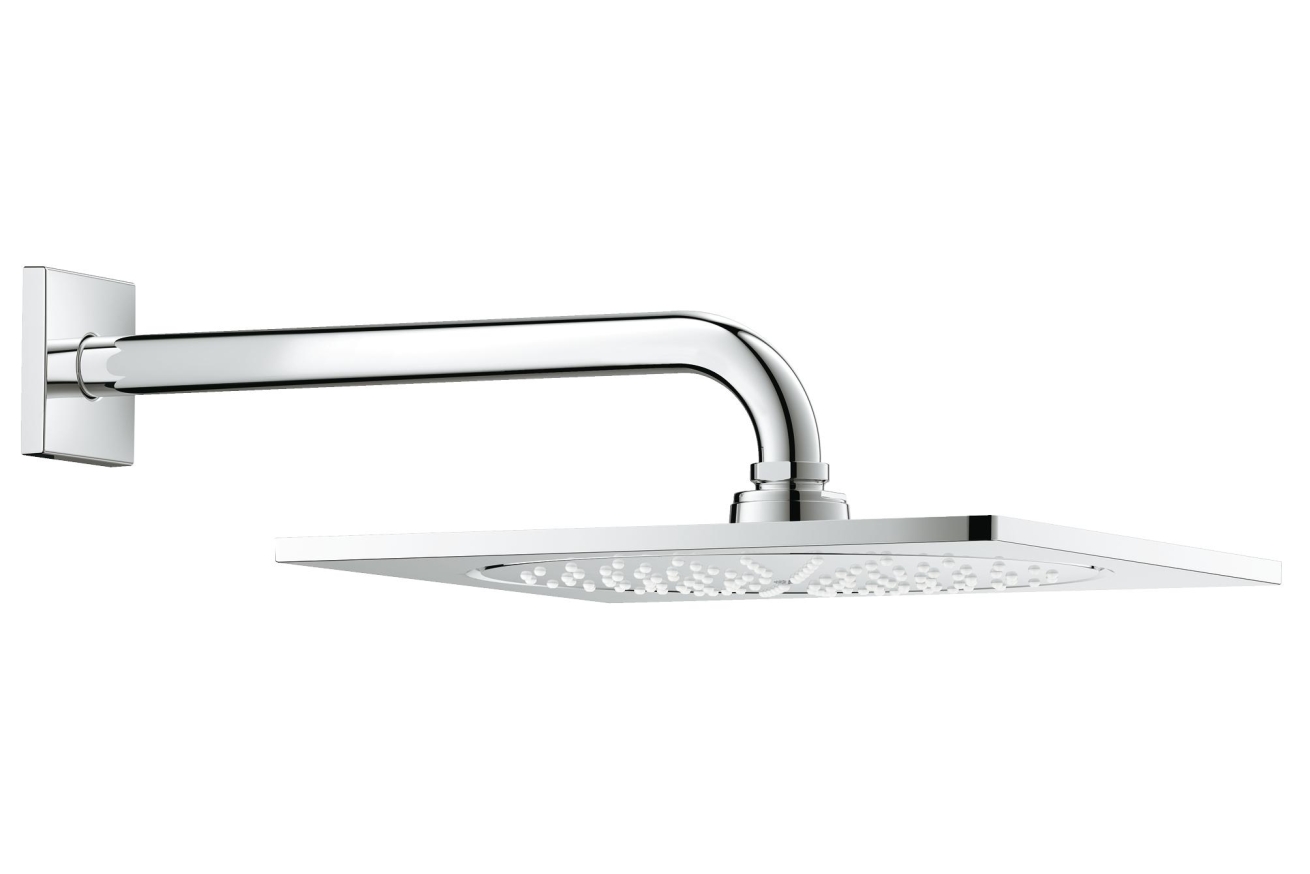 Верхний душ с кронштейном GROHE Rainshower F-series, 254х254 мм, с ограничением расхода воды, хром (26070000)