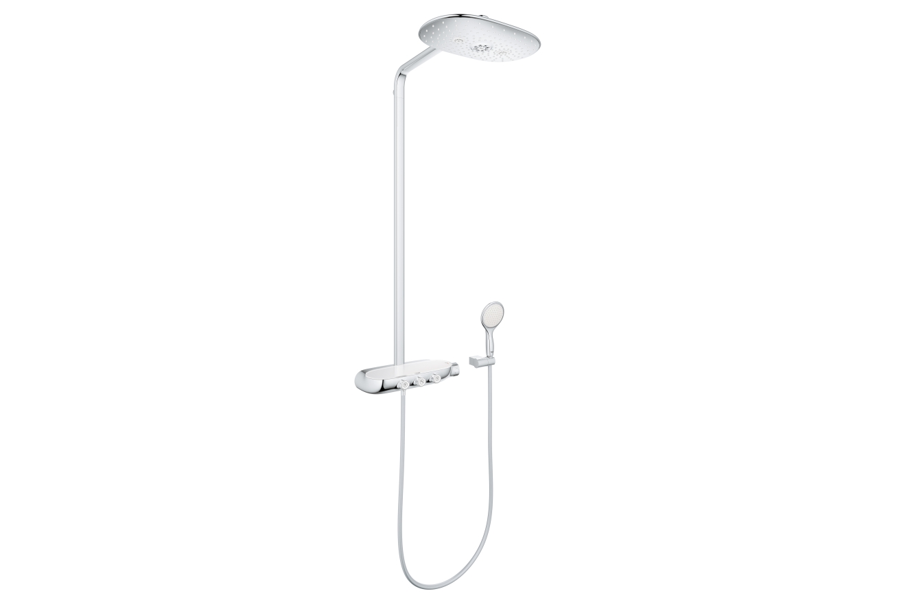 Душевая система с термостатом для настенного монтажа, GROHE Rainshower System SmartControl Duo 360, белая луна, (26250LS0)